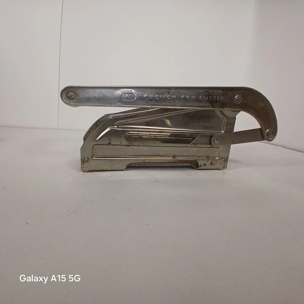 VTG EKCO French Fry Cutter Stainless Steel Wood Handle Manual Slicer USA Retro
